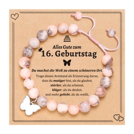 Aunis 8th/9th/10th Birthday Gifts for Girls Butterfly Natural Stone Bracelets with Quote Card
