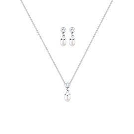 Perlu 0904682413_45 Jewellery Set - Silver and Zirconium Oxide