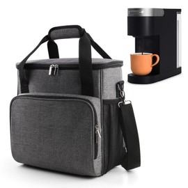 BAGLHER Coffee Maker Storage Bag, Waterproof Travel Carrying Organizer Case, Suitable for Kering Coffee Machines and Other Accessories, Dustproof Tote Bag with Shoulder Strap Grey