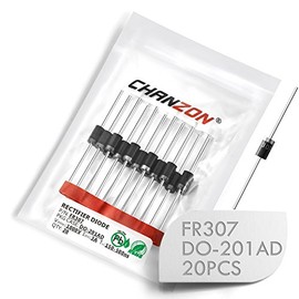 (Pack of 20) Chanzon FR307 Fast Recovery Rectifier Diode 3A 1000V 150-500ns DO-201AD (DO-27) Axial 3 Amp 1000 Volt Electronic Diodes
