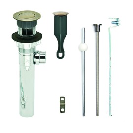 PF WaterWorks PF0730-AB-CH, Chrome Plated ABS Body Bathroom Sink/Lavatory Pop-Up Drain with Ball Lift Rod | With Overflow | CUPC Listed, Antique Brass