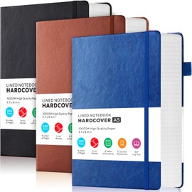 FOCUS DAY 3 Pack Journal Notebook, 320 Pages A5 Lined Notebook Journal Set for Work Writing, Hardcover Leather Bound Notebooks Bulk for Women Men Office School, 5.7'' X 8.4'', Multicolor