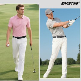 SANSTHS 2Pack Elastic Belt for Men, Mens Belts Casual for Jeans Pants, Woven Braided Web Belt for Golf, 1.3 inches Width, Black and Grey S