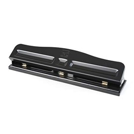 Charles Leonard 3-Hole Paper Punch, Adjustable Holes, 12 Sheet Capacity, Black, (033)