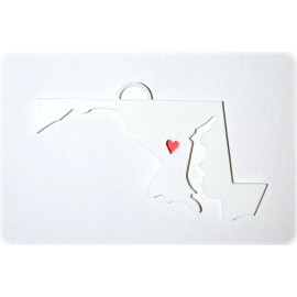 MARYLAND STATE OUTLINE ANNAPOLIS RED HEART CUTOUT HANGING ORNAMENT USA PR244-MD