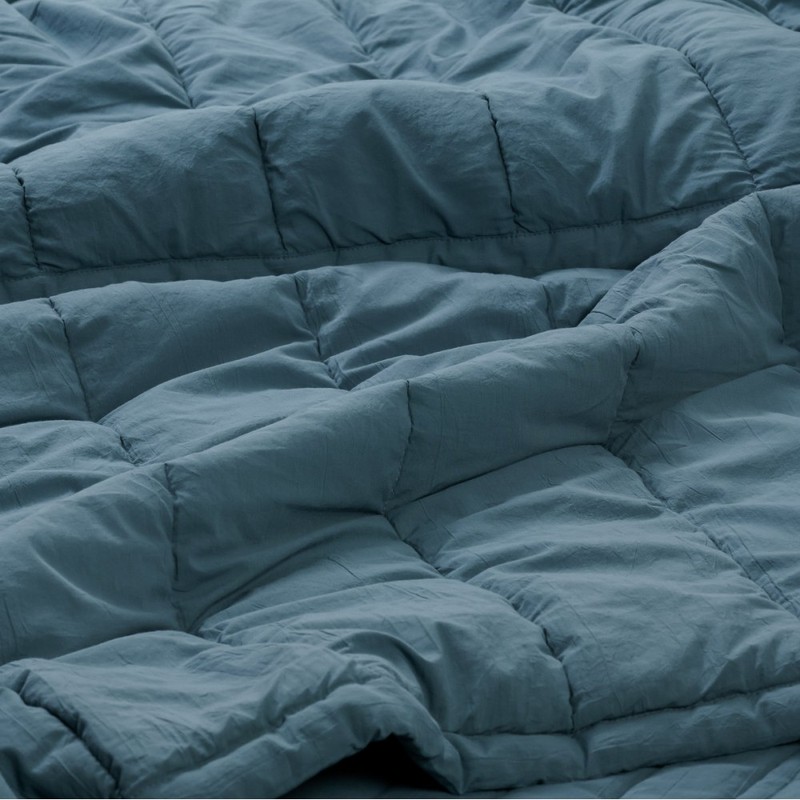 jaju [JAJU] Cotton Washed Pigment Quilted Blanket_SS_Teal Blue