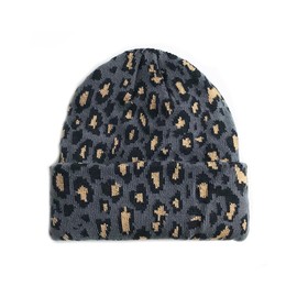 Knitted Hat Leopard Winter Knitted Beanie Leopard Print Wool Hat Women's Winter Hat Warm Hat Animal Print Leopard Hat Animal Print Beanie Hat Ski Hat for Women Men Outdoor Riding