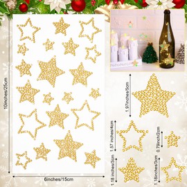 Epakh 84 Pieces Christmas Self Adhesive Rhinestone Star Stickers, Gold Glitter Bling Crystal Star Sticker for Christmas Package Gift Decor Holiday Window Car Decal Accessories, 4 Sheets