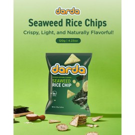 Darda Seaweed Rice Chips - Air-Popped Crispy Rice Chip Snack with Korean Savory Seaweed Flavor, Low-Calorie Ksnack, Non-Fried, Zero Cholesterol, Light & Crunchy Snack Packs (Pack of 2)
