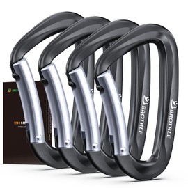 BROTREE Locking Carabiner Clips 12KN (1200 kg) Heavy Duty Carabiners for Hammock, Camping, Hiking, Backpack and More (2 or 4 Packs)