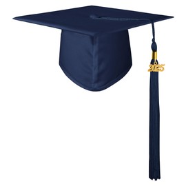 GraduationMall Unisex Adult Matte Graduation Cap with 2025 Tassel Navy