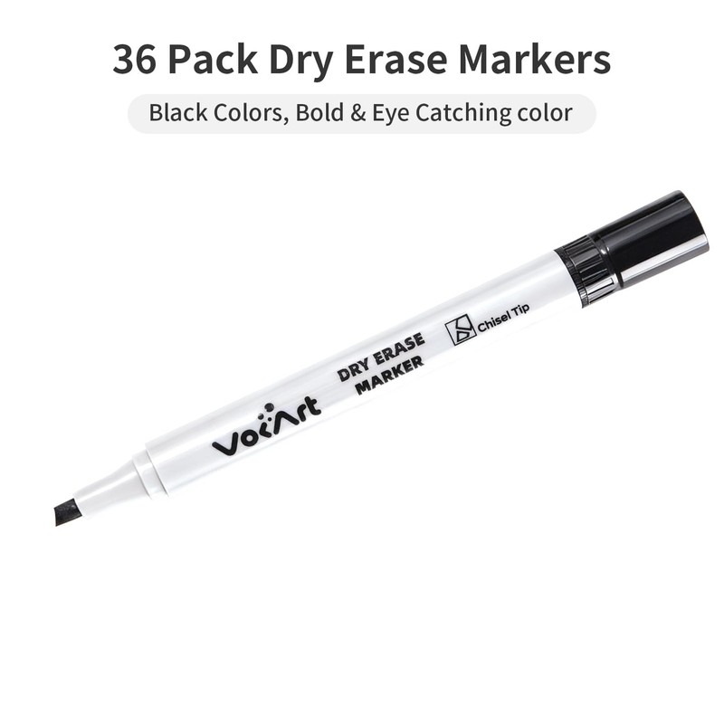 VOKART 30 Pack Black Dry Erase Markers Bulk, Chisel Tip