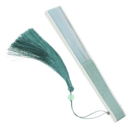 LIFKOME Elegant Lotus Leaf Decorative Folding Fan with Tassels Retro Handheld Fan for Dance Parties and Home Portable Bamboo Bone Design for Easy Cooling