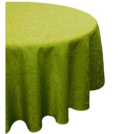 60 Inch Damask Round Tablecloth - Home Or Christmas Tableware (Lime Green)