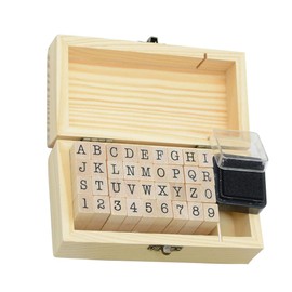 36 Pcs Wooden Rubber Stamps, 0.2 Inch Letter and Number for DIY Craft Card and Photo Album (B)