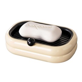 Soap Dish with Drain, Wall Mounted Plastic Soap Holder, Soap Dishes No Drilling, Double Soap Box Kitchen Sponge Holder, for Bathroom, Kitchen, Easy Cleaning