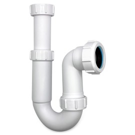 CranPlas | 32MM Telescopic P Trap | Sink Waste Trap | Kitchen Sink Pipe Fittings | Universal Fit for UK Pipes | Easy Install | Durable, Leak-Proof Sink U Bend