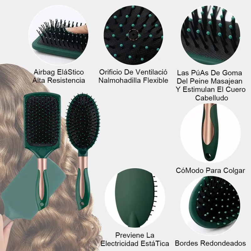 6 Piezas Herramientas De Peluquería Peine Redondo Para Peluq