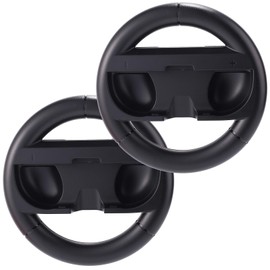 Lyreh Black Steering Wheel Handle for Switch 2, 5.7x5.7in Game Racing Steering Wheel Compatible with Switch 2 Controller