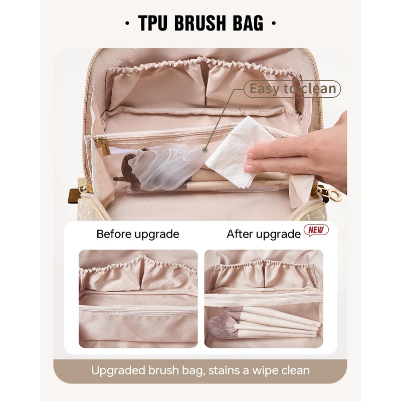 EACHY Travel Makeup Bag,Large Capacity Cosmetic Bags for Women,Waterproof Portable