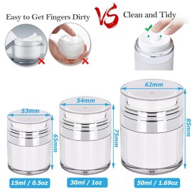 Aiareozy Pack of 3 Airless Pump Dispenser, Cream Pump Dispenser, Airless Pump Jar, Cream Dispenser, Portable Pump Dispenser Cream, Cosmetic Container for Cream, Lotion 15 ml, 30 ml, 50 ml