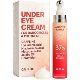 WONDER FAMILY Crema Para Ojos Con Cafeína – Rodillo Para Ojos Hinchados Y Ojeras Crema Para Bolsas Y Ojeras – Sérum De Café Ácido Hialurónico Y Niacinamida – Rodillo Desinflamante Facial