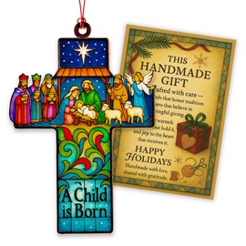 Duducraft A Child is Born Suncatcher Ornament – Christian Christmas Nativity Window Decor, Faith-Based Gift for Believers or Church Friends – Suncatcher Ornament with Gift-Ready Holiday Packaging