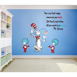 Runtoo Dr Seuss Quotes Saying Wall Decals Kids Educational Wall Stickers Children Reading Room Baby Nursery Wall Décor