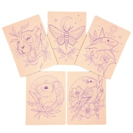 Pre-Printed Tattoo Practice Skins - 5 Pack | Pre Printed Designs | Neo-Traditional Set | Premium 3mm Thick | Fake Skin