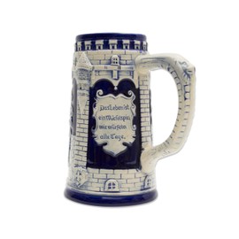 0.6 Liter Cobalt Blue Beer Stein Mug, Festive Castle Engraved Beer Mug, Ideal Beer Gifts for Men, Classic Craftsmanship Themed German Stein Mug | Oktoberfest Haus