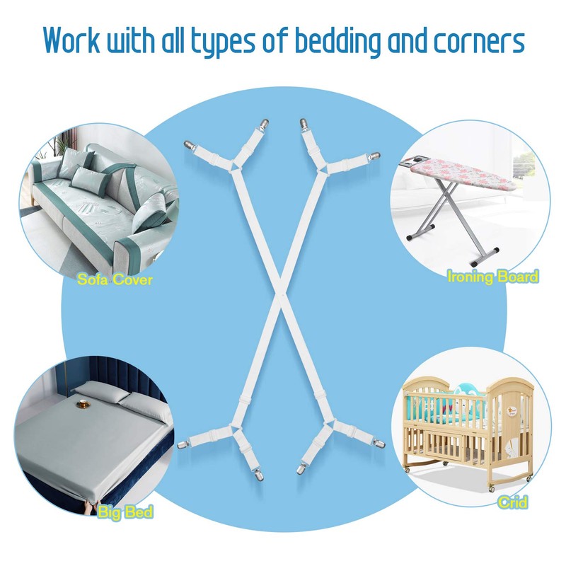 Wadeo Bed Sheet Tensioner Bed Sheet Clips, Elastic Straps for