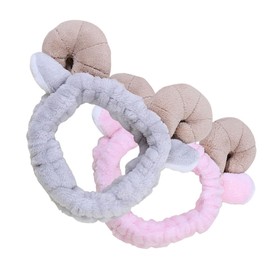 FOMIYES 2pcs Plush Hair Band Headwrap for Makeup Face Washing and Shower Cartoon Sheep Ears Design Grey Comfortable and Breathable Accessory for Women