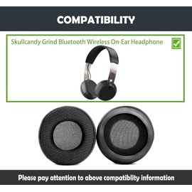 HTINDUSTRY Replacement Earpads Cushion Compatible with Skullcandy Grind Bluetooth Wireless On-Ear Headphone Ear Pads with Breathable Leather/Durable Fabric and Memory Foam