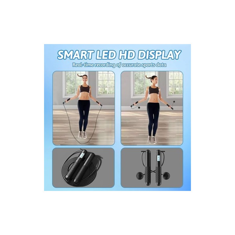 TOGETDREAM Cuerda de saltar con contador, cuerda de saltar ajustable