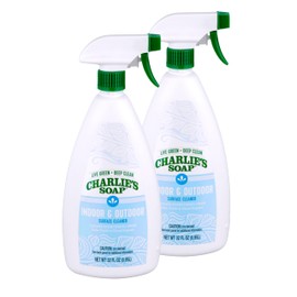 Charlie's Soap Indoor & Outdoor Surface Cleaner Refill Biodegradable Natural Outdoor Cleaning Spray – Safe for Indoor Use (32.00 Fl Oz (Pack of 2))