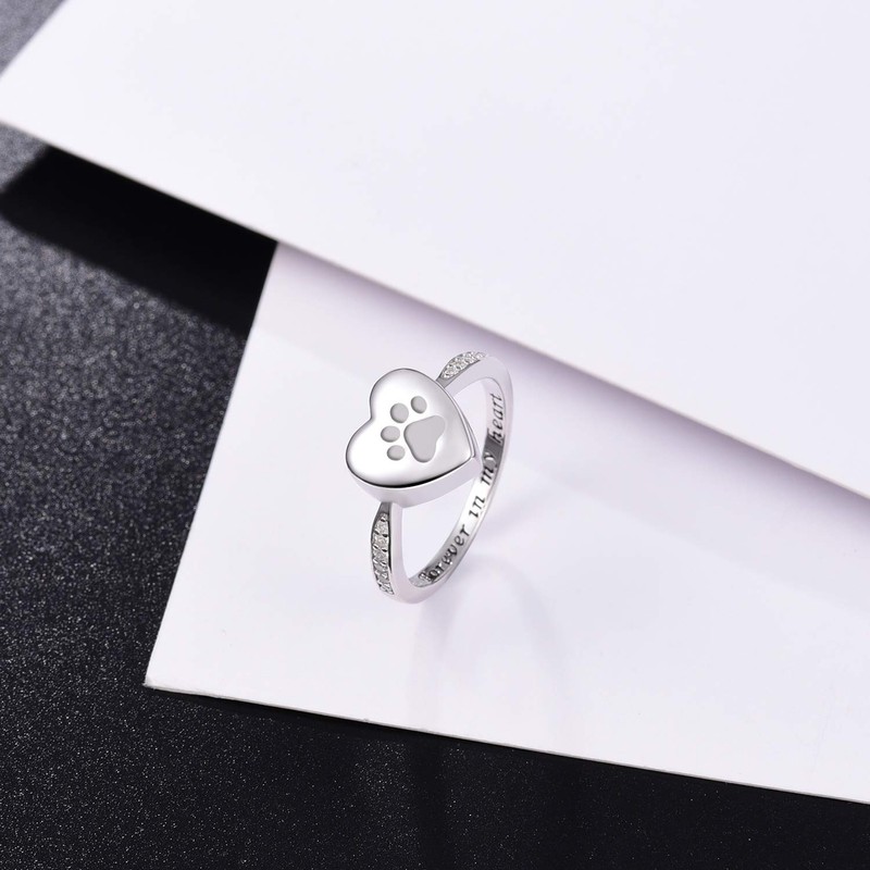 925 Sterling Silver Love Heart Urn Ring for pet Dog