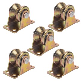 Pack of 5 pulleys for ropes, V-groove roller wheel, steel swivel castors, load capacity 200 kg, pulley steel cable, cable pulley with ball bearing, pulley stainless steel, mini pulley