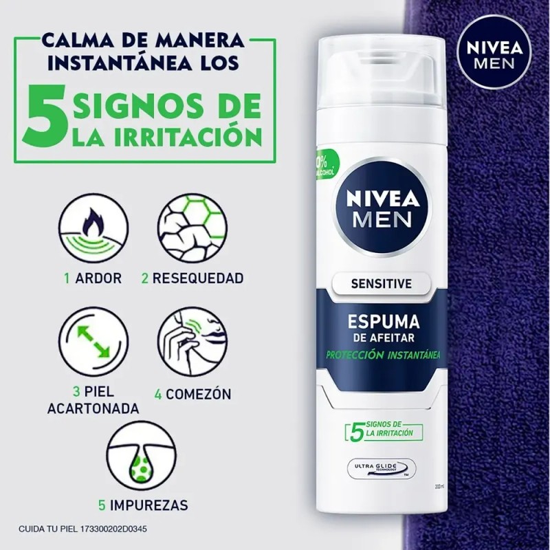 Espuma Para Afeitar Nivea Men Sensitive Piel Sensible 200 Ml