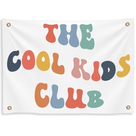 Yinkin Playroom Decor The Cool Kids Club Wall Banner 36 x 26 Inch Boho Rainbow Fabric Banner Cute Colorful Kids Tapestry Wall Hanging for Toddler Boy Girl Children Room Nursery Playroom
