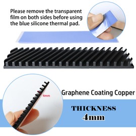 Hodyludy M.2 Heatsink Copper, 70x20x4mm m2 NVMe Laptop Graphene Coating Copper Heat Sink，with Silicone Thermal Pad, for M.2 2280 SSD Laptop