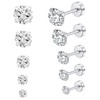 2mm Tiny Cubic Zirconia Screw on Stud Earrings,Unisex Flat Back