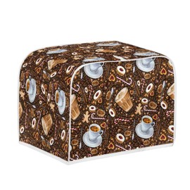 Talayituse Coffee Print Toaster Cover 2 Slice Wide Slot, Lightweight Dust Protection Washable Appliance Bag Bread Maker Cover