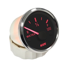 Kus Pointer Water Tank Level Gauge Meter Indicator 0-190ohm Signal for Boat RV Motorhome Truck with Backlight 12V 24V 52mm(2")