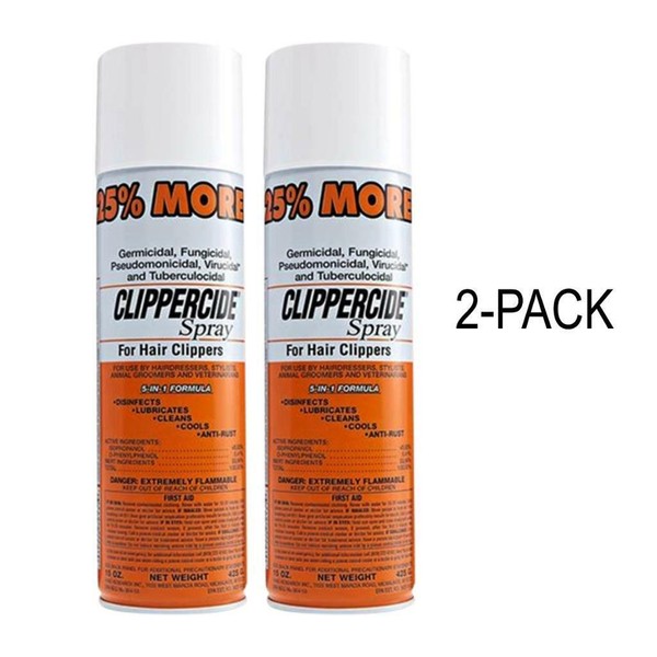 Clippercide Spray 2-Pack Disinfectant Cleaner Lubricates Clippers Trimmers