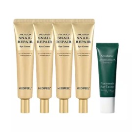 Medifil 메디필 24케이 골드 아이크림 40ml x4 + 세라퓸 선크림 10g Medipil 24K Gold Eye Cream 40ml x4 + Serum Sun Cream 10g