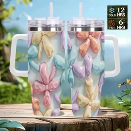OEM Blank 40oz Handled Insulated Cup  Vacuum Tumbler for Outdoor Cycling Long Trip Water SupplyCapacity: 40oz, Color: White