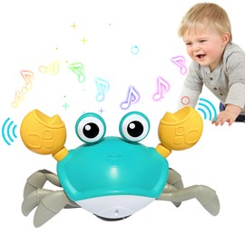 PULASIDO Baby Toys Crawling Crab - Infant Tummy Time Toys 3 4 5 6 7 8 9 10 11 12 Baby Toys 6-12 12-18 Months Light-up Musical Walking Sensory Induction Crabs Interactive Toddler 1st Boys Girls Birthday Gifts