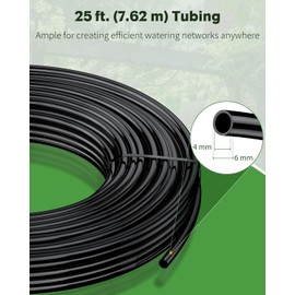 Pawfly 7.5 M Drip Irrigation Tubing 4-6 MM, Blank Distribution Tubing for Drip Irrigation System, Black PVC Micro Drip Line, Drip Irrigation Hose Roll for Garden Watering, Drip Irrigation Part