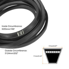 uxcell B199 Classic Wrapped V-Belt, 202" Outside Circumference Wrapped Industrial Rubber V-Belt A Profile V-Belt for Industrial Machinery Equipment, Black