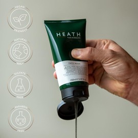 Heath Face Wash for Men - Advanced Exfoliating Cleanser for Daily Use - Black Lava and Activated Charcoal - With Vitamin C and Brazilian Papaya Extract - Made in England - 150 ml